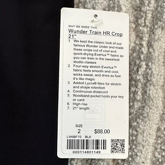 NWT Lululemon Wunder Train HR Crop 21”- Size 2 - Picture 2 of 4